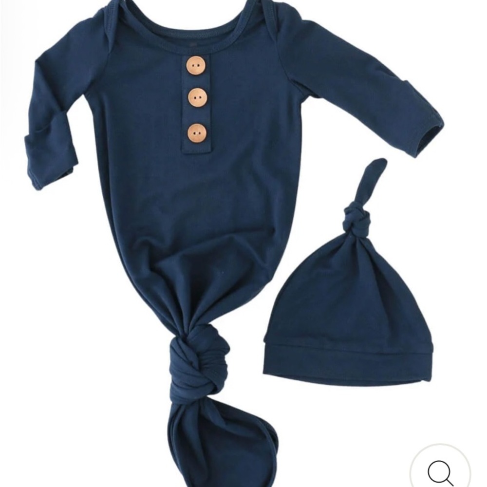Caden Lane Dark Navy Blue Newborn Gown and Hat